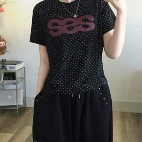 도트 sss 로고 땡땡이 나염 레터링 반팔티2color