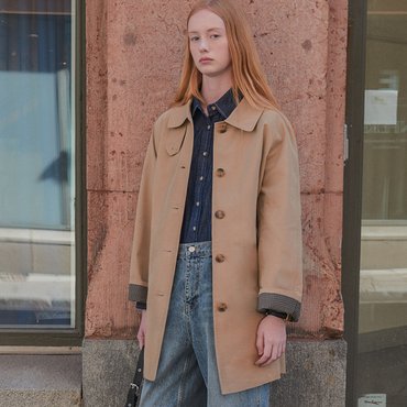 노운베러 Rollup check half coat KNFW01CT01_Beige
