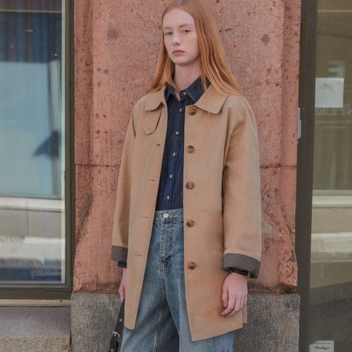 노운베러 Rollup check half coat KNFW01CT01_Beige