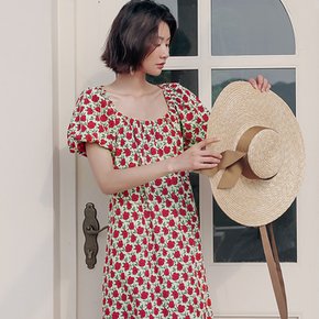 camellia flower bubble dress_red