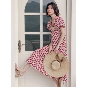 camellia flower bubble dress_red