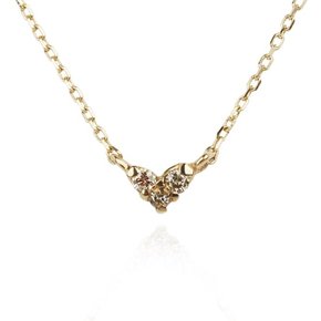 페어리 컬렉션 꼬냑 다이아몬드 3개 하트 목걸이  14k Gold