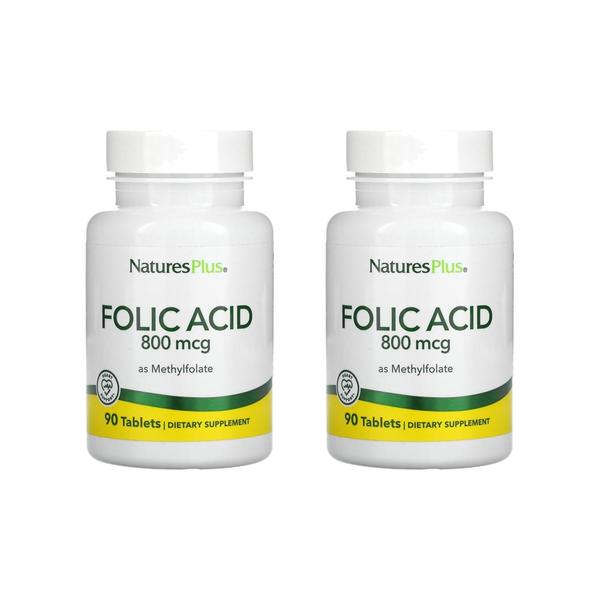 [해외직구] 네이처스플러스 엽산 폴릭엑시드 메틸폴레이트 800mcg 90정 2팩 NaturesPlus Folic Acid as Methylfolate 800 mcg 90 Tablets