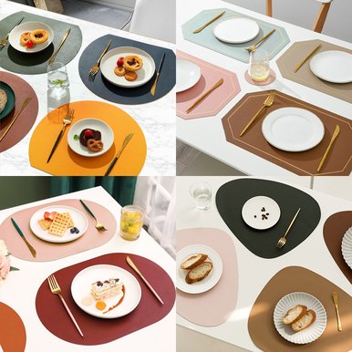 메이스 방수 식탁 테이블 매트 가죽 원형 타원형 실리콘 패드