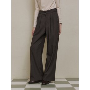 Back button two pintuck wide slacks - grey