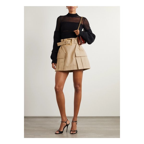 벨트 코튼 개버딘 미니 스커트 베이지 46376663162844106
