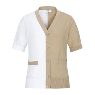MARTINE GOLF [정상가 378000원]여성 반반 니트 반팔 가디건 베이지 (QW0ECD20153)