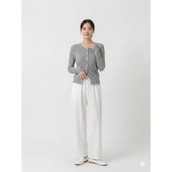 확대된 대표 인더룸 / 타우(인) 골지 시스루 긴팔 니트 가디건 4color C