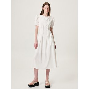 Waist Pintuck Dress, White