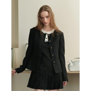 Cest_Black slim fit tweed jacket