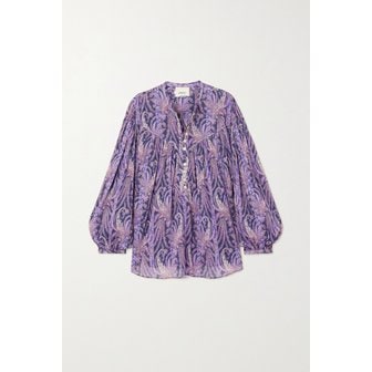 이자벨마랑 킬레디아 플리츠 페이즐리 프린트 코튼 실크 혼방 블라우스 퍼플 1647597302546342