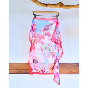 Flower square silk scarf