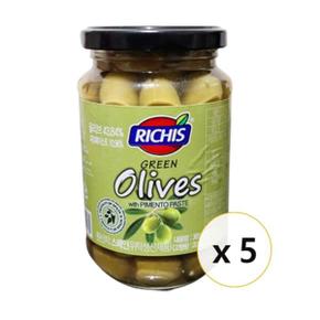리치스 그린 올리브 365g x 5개 / 피멘토 페이스트 유리병 홀 피티드