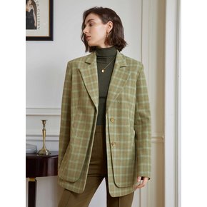 YY_Green layered plaid blazer