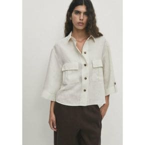 5065085 Massimo Dutti WITH POCKET DETAILS - Button-down blouse beige