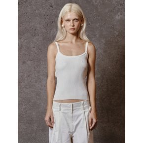 RIBBED SLEEVELESS KNIT TOP - OFF WHITE