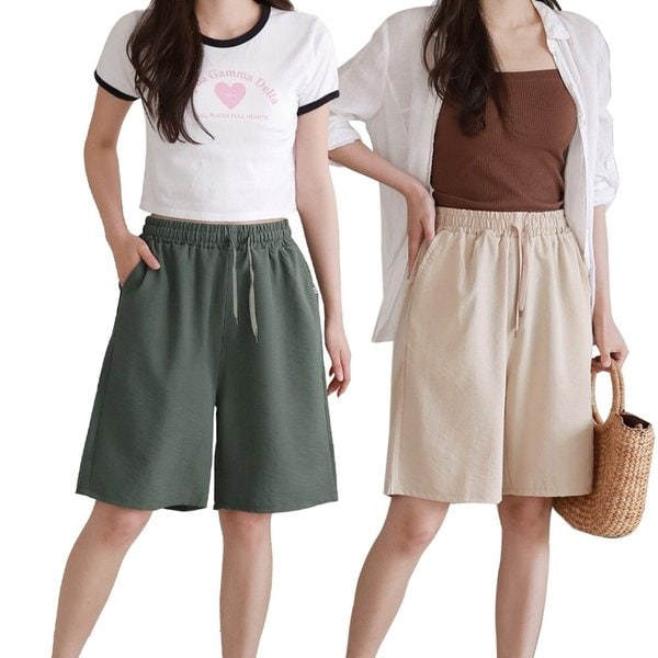 2종세트 여성 여름 쿨 인견 모던 5부 빅사이즈 잠옷 파자마 반바지