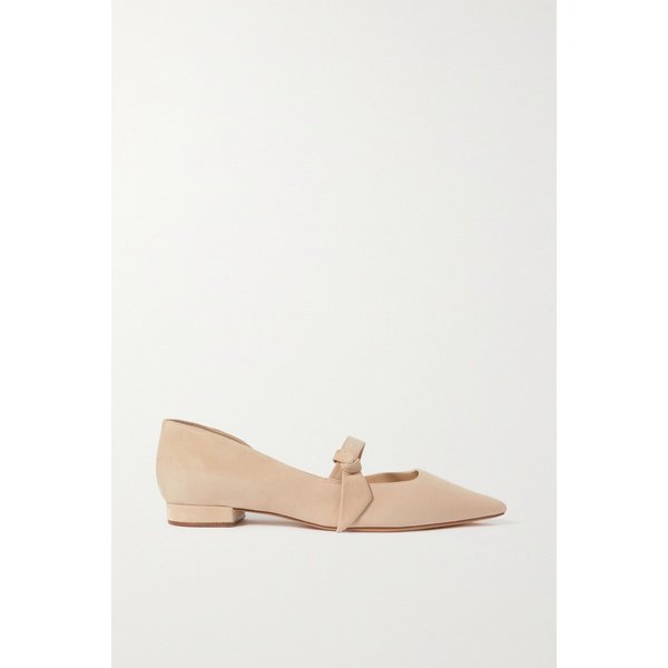 비대칭 클라리타 보우 디테일 스웨이드 메리 제인 플랫 베이지 1647597309588071