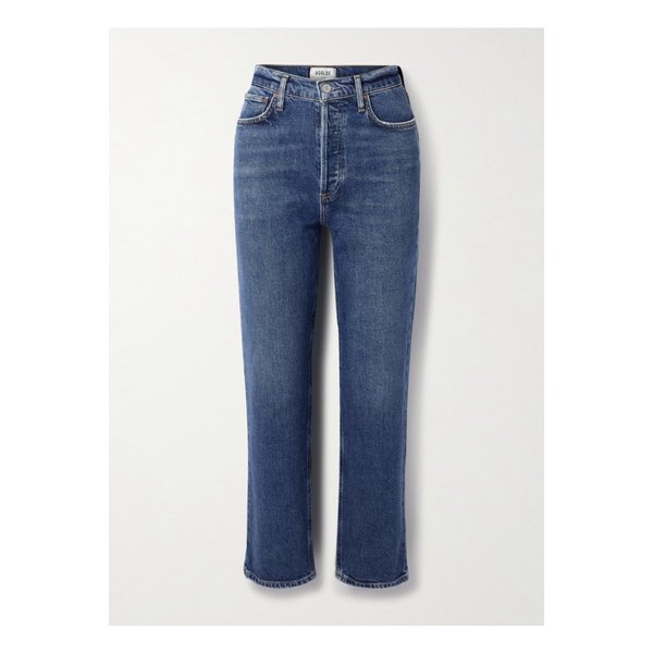 90s 핀치 웨이스트 크롭 하이라이즈 스트레이트 진 다크 데님 1647597352666136