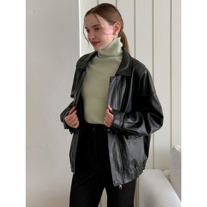 Oversized Faux Leather Blouson Jacket VCOAT_016