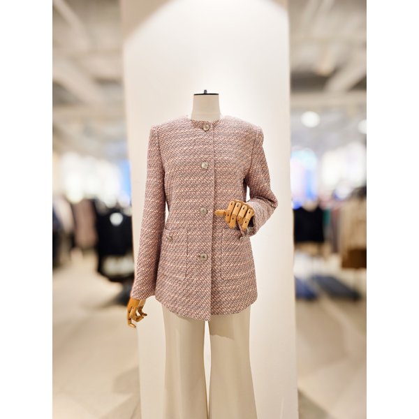 [파주점] [더아이잗컬렉션]글리터 트위드 라운드넥 롱 자켓 CS3B0JK421