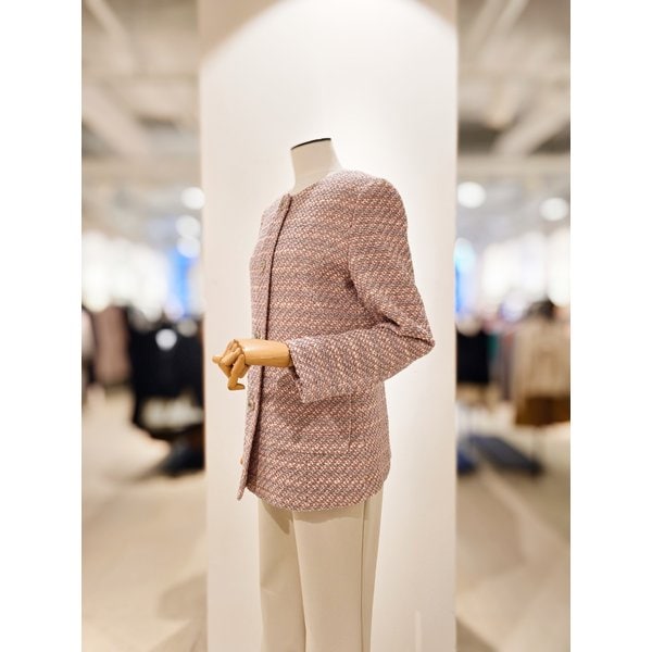 [파주점] [더아이잗컬렉션]글리터 트위드 라운드넥 롱 자켓 CS3B0JK421