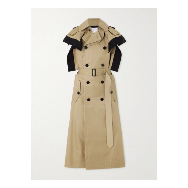 벨트 더블 브레스트 실크 혼방 트리밍 개버딘 미디 드레스 1647597359652527