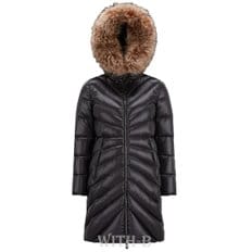[MONCLER]여성 로고 패치 후드 퍼 다운 패딩  CHANDRE
