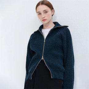 TWO-WAY ZIP-UP CARDIGAN DEEP GREEN