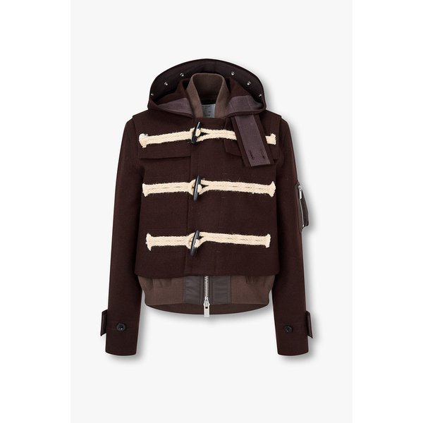 여성 토글 디테일 울 멜턴 블루종 6415301133000