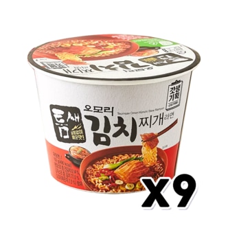  틈새 오모리 김치찌개라면 용기면 큰컵 150g x 9개