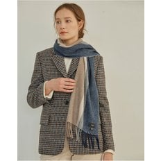 [24FW][Cashmere100%] 네이비 컬러배색 캐시미어 머플러 HIMU4F716N2