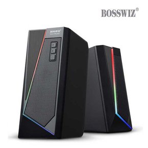 보스위즈 OCS-S20 RGB 2채널 USB 스피커 6W LED 노트북 PC 게이밍 영화 고음 베이스