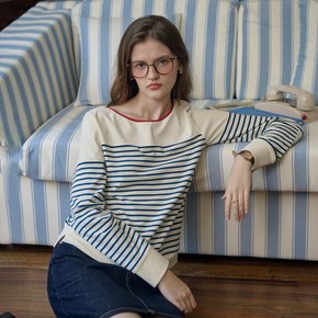 SR_Crew neck loose striped top