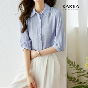 KARRA (77까지)링클진주배색7부블라우스_A4M0094