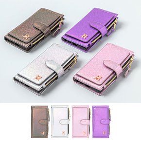 아이폰14 프로 맥스 플러스 13 12 미니 11 8 7 6S 블링 카드 지갑 지퍼 다이어리 휴대폰 케이스