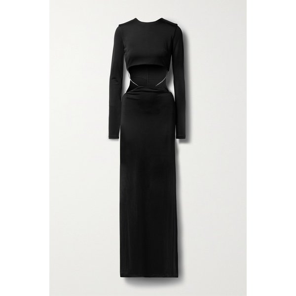 잇 오취스 루이자 컷아웃 크리스털 장식 글로스 저지 가운 블랙 1647597301286872