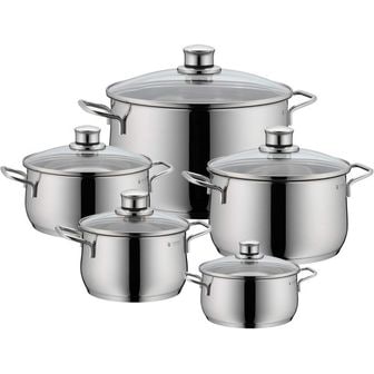 WMF 독일 WMF 가정용 주방 냄비 1806923 WMF Diadem Plus 5-Piece Saucepan Set - Pouring Rim Glass