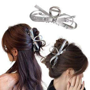 리본집게핀 머리핀 올림머리 반묶음 헤어핀 메탈 큐빅 여성 집게핀 ODM-HAIRPIN13