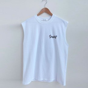 남자 선셋 라운드 민소매 티셔츠 RB-TS5-Q033-화이트