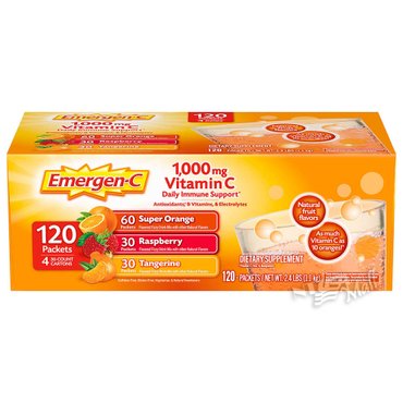  이머전씨 발포형 멀티비타민 C 1000mg 120팩 EMERGEN-C VITAMIN C VARIETY PACK DRINK MIX