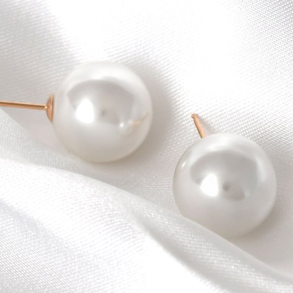 14K 골드필드핀 여성 웨딩 패션 16mm 진주 귀걸이