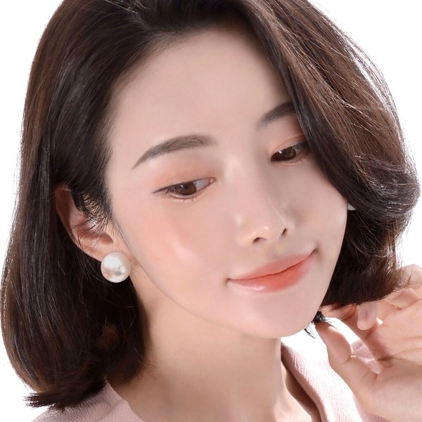 14K 골드필드핀 여성 웨딩 패션 16mm 진주 귀걸이