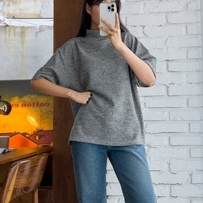 여자 무지 리브드 골지 반폴라 7부 맨투맨 5CW-TSA-Q115-메란지