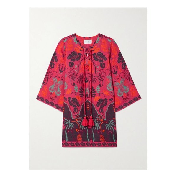 카라 카라 자이푸르 프린트 리넨 튜닉 핑크 1647597350558189