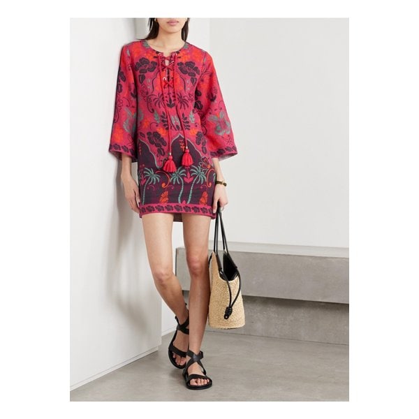 카라 카라 자이푸르 프린트 리넨 튜닉 핑크 1647597350558189