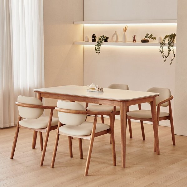 동서가구 로라 4인용 원목 세라믹 식탁 세트 1400 (의자4) DF927585