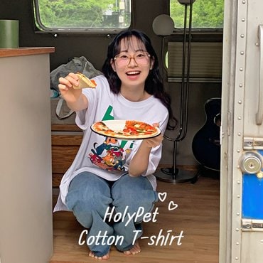 핫핑 홀리펫 오버핏 프린팅 반팔티셔츠(44~100) P000CNHL1