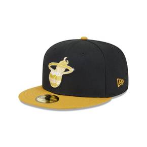 [해외] 1159376 뉴에라 모자 NBA 마이애미 히트 Metallic Gold 로고 59FIFTY Fitted Hat
