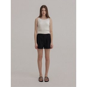 TWO-TUCK LINEN SHORT PT (BLACK)